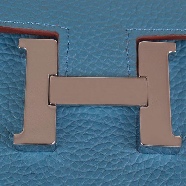 Cheap Fake Top Quality Hermes Constance Long Wallets Blue Calfskin Leather - Click Image to Close